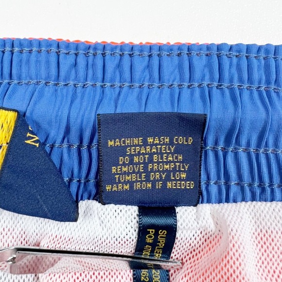 Polo Ralph Lauren Lined Swim Trunks Men XL Orange w Blue Pony Drawstring EUC!! - Picture 10 of 12